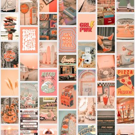 Beau Willows 50PCS Retro Collage Kit - Preppy Aesthetic Room Decor Gift for Teen Girls and Women Vintage Wall Posters for Bedroom, Wall Collage Kit Aesthetic Pictures, Photo Display Dorm Wall Decor