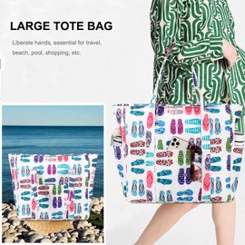 Octsky Waterproof Beach Tote Bags Women Pool Bag Large Tote with Zipper for Beach Travel