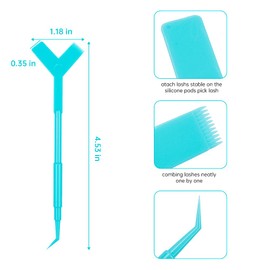 Mekupeu 50 PCS Y Shape Eyelash Brush Eyelash Lift Brush Makeup Beauty Tool for Lash Graft Brush Eyelash Extension Cleanup Supplies (Blue)