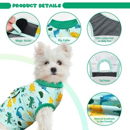 KAROKU Recovery Suit for Dogs and Cats, Soft Surgery Suit for Female Spay, Dog Onesie for Male Neuter, Anti-Licking Surgical Recovery Shirt, Dog Cone Alternative Surgical Clothes, Green, XX-Large
