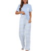 Atxnn Womens Pyjamas Cotton Pjs Set Round Neck Loungewear Striped