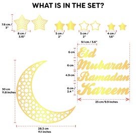 iwa concept | Wooden Acrylic Islamic Ramadan Decors | Ramadan Kareem and Eid Mubarak Decoration | Islamic Ornaments | Muslim Gifts | Ramadan Eid Wall Decors | (Option-1 (Full Gold))