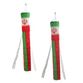 Iran Iranians Flag WindSock 2 Pack Stripes Wind Socks for Yard and Garden Flag,Front Porch Hanging Waterproof Suitable for Every Season,40Inch.