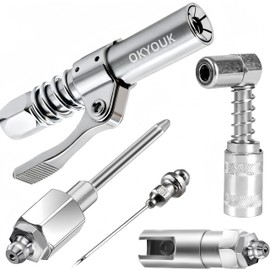 World's Smallest Grease Coupler Only 0.53" with Cleaning Tool,High Pressure Quick Release Grease Tips,Fit 1/8" NPT Manual/Electric Grease Gun for Greasing Locks onto Zerk Fittings (Grease Tip 5P)