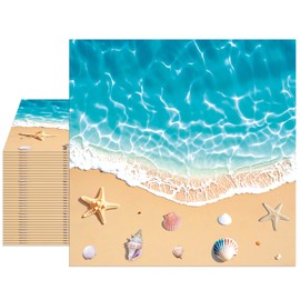 40pcs Beach Party Decorations Napkins Disposable, Seashell Starfish Coral Nautical Napkins for Kitchen Wedding Dinner Pool Party Decorations Supplies 6.5x6.5 Inches