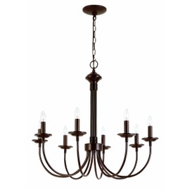 Bel Air Lighting Trans Globe Imports 9018 ROB Traditional Eight Light Chandelier from Candle Collection Dark Finish, 26.50 inches, Rubbed Oil Bronze