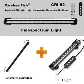 Carefree Fish Aquarium 24/7 Mode Timer Submersible LED Light Full Spectrum CRI 82~85 Tank Underwater Light & Nanometer Materials Air Stone 3Ft Tubing Waterproof Rating IP68 (No Included Air Pump)
