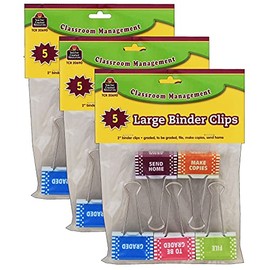 Teacher Created Resources® Classroom Management Large Binder Clips, 5 Per Pack, 3 Packs