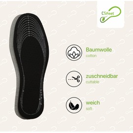 Made in Germany 4 Pairs All Season Carbon Cut Insoles - Natural Latex Foam with Activated Carbon. Hygienic Freshness and Cushioning Effect