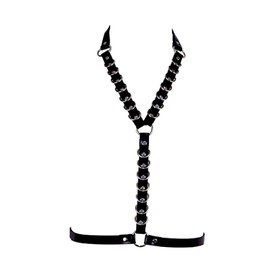 Men's Leather Body Chain - Sexy Neck Band with Waist Chain, Perfect for Emphasizing Muscular Chest, Ideal for Parties and Special Occasions