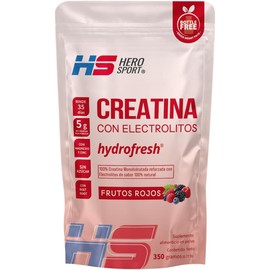 HS Hero Sport Creatina Monohidrata Micronizada 350g Pre Entreno con Electrolitos sabor Frutos Rojos. 35 Porciones, Zinc, Magnesio, Potasio, Calcio, Beet Root y L-Metionina. Sin Azúcar, Bottle Free