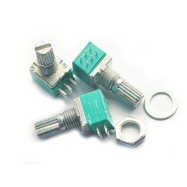 HiLetgo 10pcs Double-Joint 6 Pin 09 B50K Potentiometer for Audio Amp with Nut