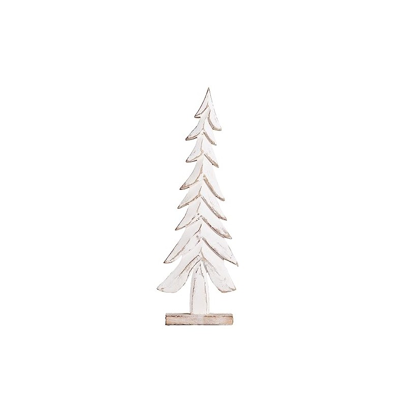 Mary Square 47339 White Wash Carved Tree 18.5 x 6