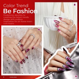 modelones Gel Nail Polish Set, 6 PCS Christmas Red Burgundy Purple Glitter Gel Polish Colors Cat Eye Chameleon Shimmer Soak OFF LED Nail Art Gel Nail Kit Manicure Salon DIY Nails Gift