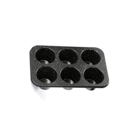 Monfish Jumbo Deep Muffin Pan 6 Extra Large Cup Cupcake Tray Black Granite Finish Muffin Tin Carbon Steel