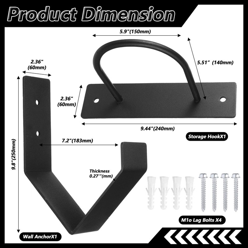 Battle Rope Wall Mount Kit, Heavy Duty Steel Anchor and