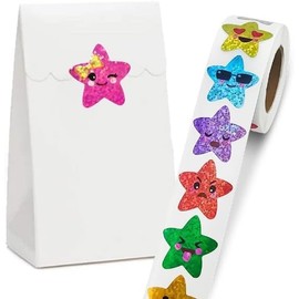 500Pcs Multicolor Smiling Stickers for School Reward Decor Crafts Supplie (8 Colors) Teaching Materials,1 Inch Small Star Stickers Roll Self Adhesive Glitter Sparkly Foil Star Holographic Stickers