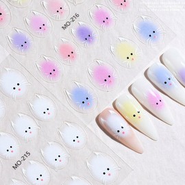 Cute cat face nail stickers, 2 types of cat stickers / 귀여운 고양이얼굴 네일스티커 고양이스티커 2종