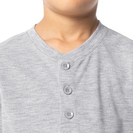 Fruit of the Loom Boys' Long Sleeve Jersey Henley Top and Fleece Pant Sleep Pajama Set, Grey Heather/Green/Navy