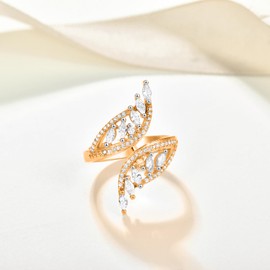 praymos Rose Gold Rings for Women Angel Wings Cubic Zirconia Rings 925 Sterling Silver Ring Adjustable Rings Engagement Wedding Ring Jewelry …