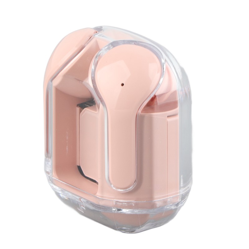 Wireless Bluetooth Earphones Noise Reduction Headphone Digital Display Rechargeable Pink