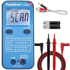 PeakTech 1072 True RMS Smart Multimeter, Auto Range, 4,000 Counts, Continuity Tester, Multiple Meter, Voltmeter, 600V AC/DC, NCV and Live Test