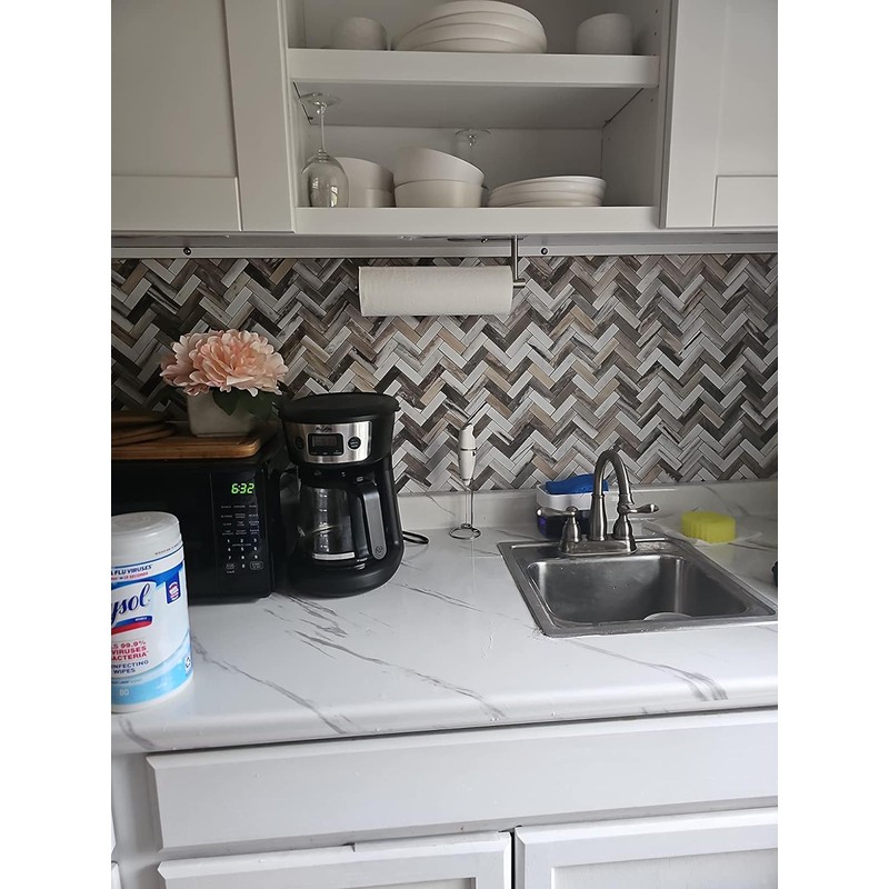 STICKGOO Herringbone Peel and Stick Backsplash, 10 Sheets PVC Kitchen