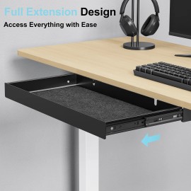 ping Under Desk Drawer with Full-Extension Ball Bearings for Standing Desk, Carbon Steel Organizer.drawer Organizercolor: Black, size: 20.1"