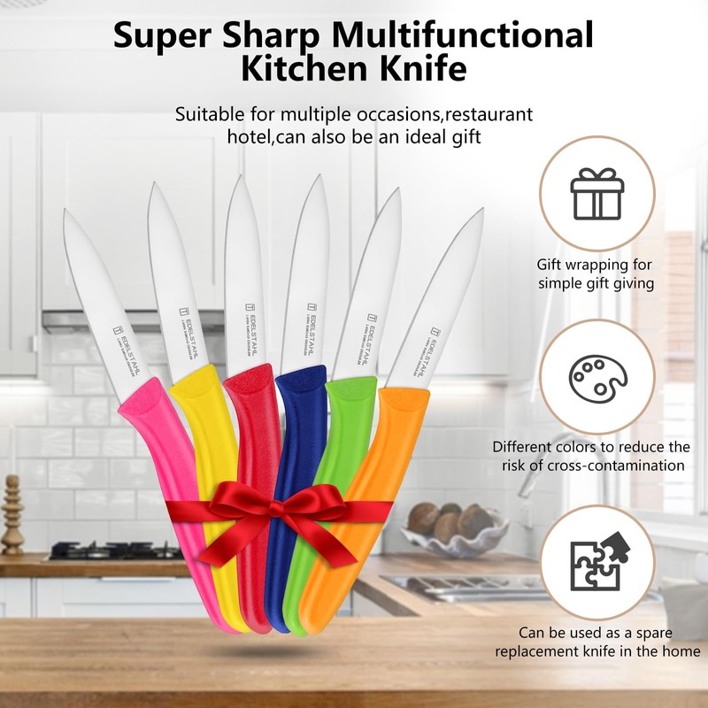 targzier Paring Knife,Stainless Steel Paring Knives Set of 6,Super Sharp