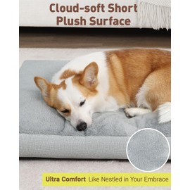 NUPIDA Washable Dog Bed for Large Dog, XL Crate Bed Plush Pet Kennel Pad with Non-Slip Bottom, Pet Sleeping Mat, 41x27 inch, Light Gray