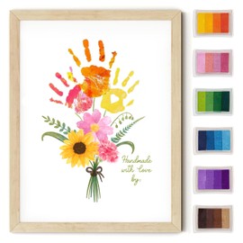Physkoa Handprint Flower Kit with Frame – Kids Gifts for Mom or Grandma – DIY Family Keepsake Craft, Mother Daughter Activity, Birthday Present for Mom,Nana