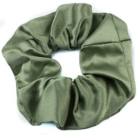 Mytoptrendz® Plain Satin Hair Scrunchies Ponytail Hair Tie Classic Hair Accessory (Green khaki)
