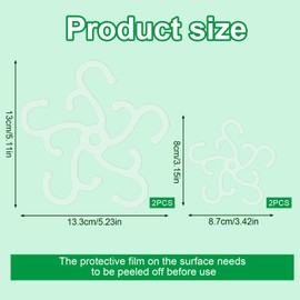 BOXOB 4pcs Plant Stem Support, 2 Sizes Climbing Houseplant Stem Holder Hook Monstera Support Plant Stabilizer for Indoor Outdoor Thriving Growth