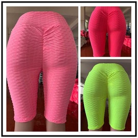 Women's High-Waist Hip-Lifting Tight Yoga Fitness Sports Shorts Shorts L/Pink 5ea