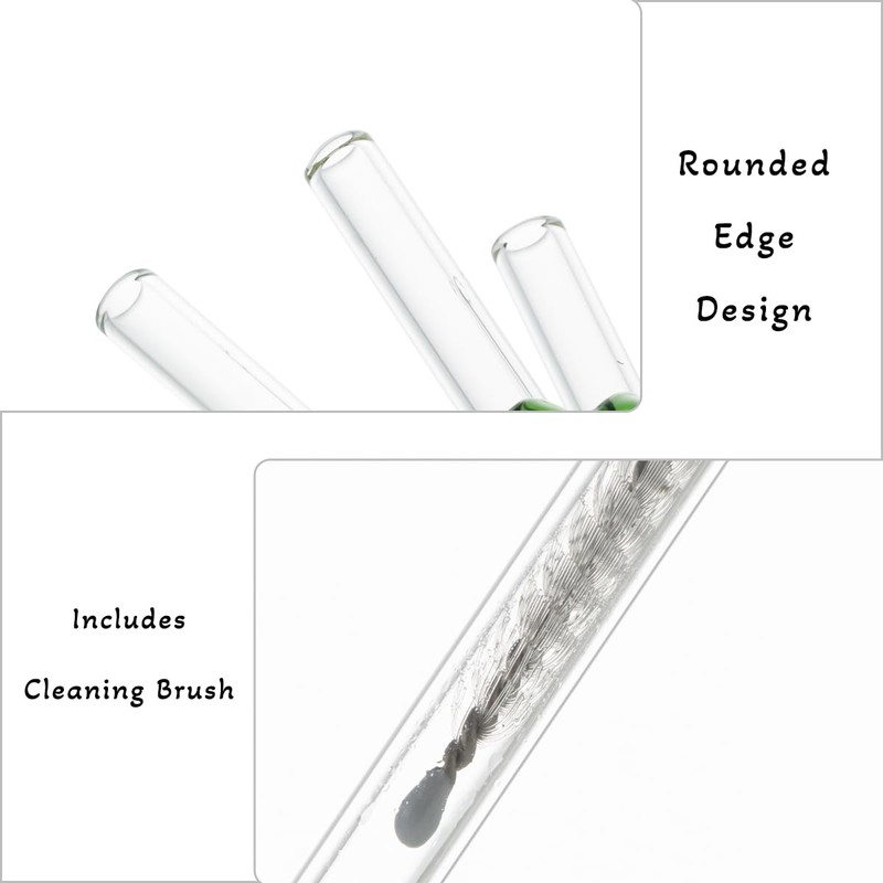 8 Pcs Glass Straws With Bows Charms, Cute Fun Reusable
