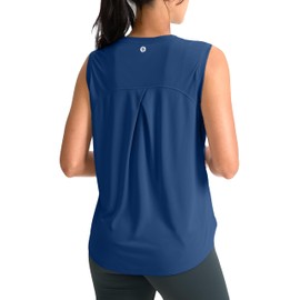 SANTINY Women's Sleeveless Workout Tops Breathable Lightweight Active Tennis Yoga Shirts Athletic Running Tank Tops for Women (Blue_L)