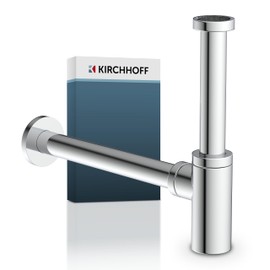 Kirchhoff Designer Siphon, Drain, Bathroom Sink Siphon Made of Corrosion-Free Plastic, Syphon for Sink and Washbasin, Odour Trap with Cleaning Hole, Bottle Trap, 98803818, Chrome