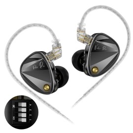 KZ Vader Pro In-Ear Monitor Earbuds, Triple Dynamic Driver IEM with 4 Tuning Switches Full Frequency Stereo Sound Clarity Comfortable Noise Isolating Earbuds for Stage and Studio (Nomic)