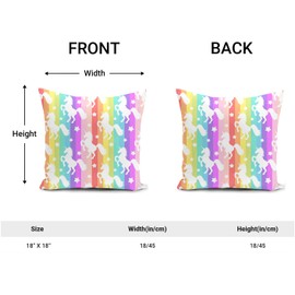 HUASHUZI Unicorn Cushion Cover Rainbow Girl Bedroom Accessories Gifts for Women Throw Pillow Case Cute Kids Childrens Colorful Decor Home for Livingroom Sofa Decorations 18"x18"(45x45cm)