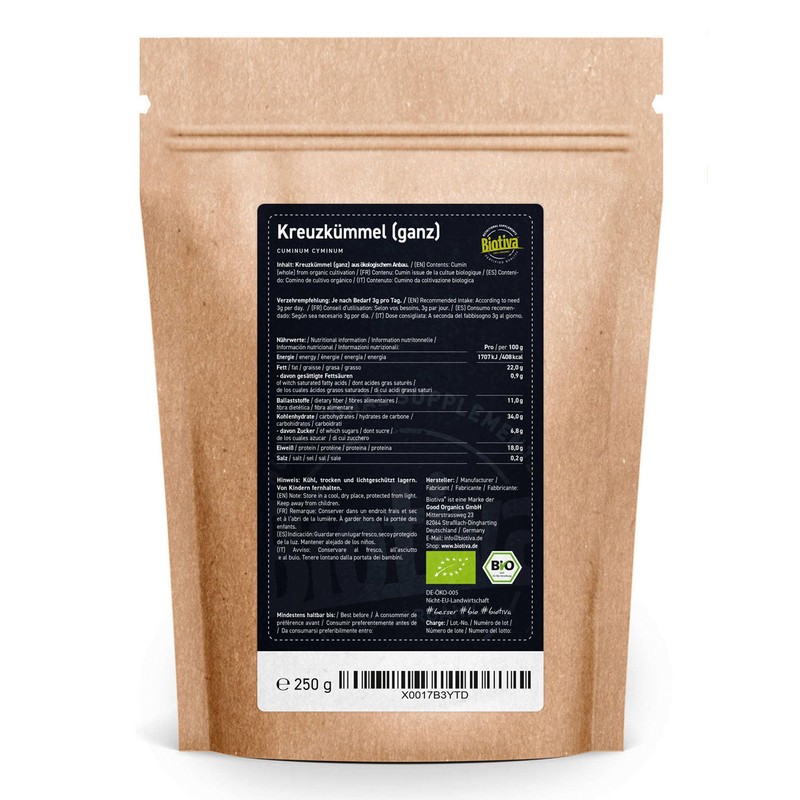 Cumin organic whole 250g - spice - Packed and controlled