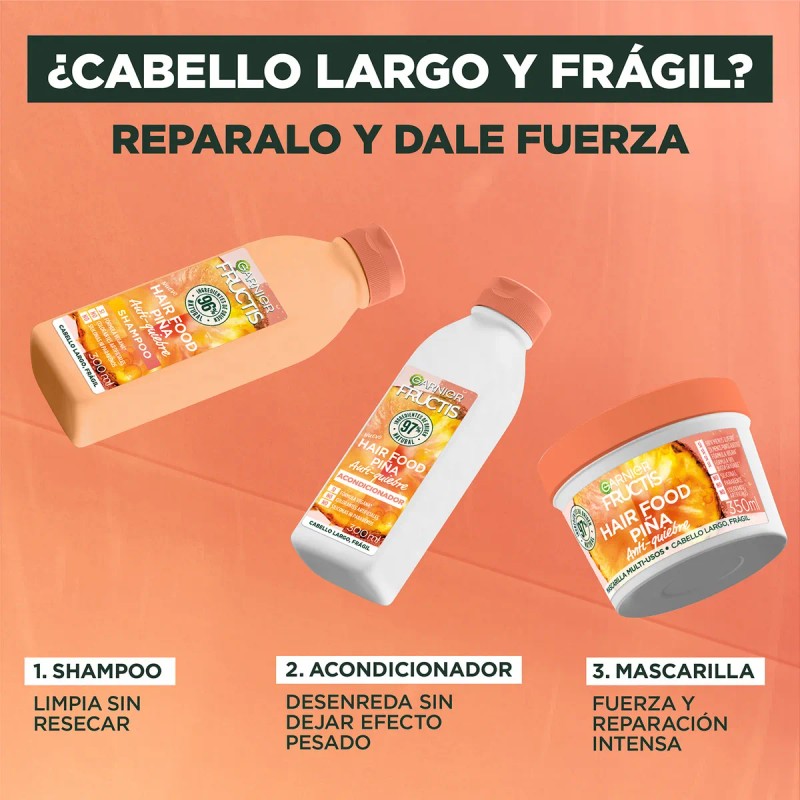 🍍💖 Garnier Fructis Hair Food Piña | Kit Rutina Completa