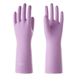 wahoo Skin-Friendly Cleaning Gloves, Reusable Dishwashing Gloves with Flocked Cotton Liner, Dishwashing, Kitchen, Mauve Mist, Small