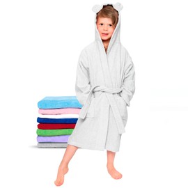 Twinzen - Bathrobe Kids for Boys & Girls - 100% Cotton Oeko-TEX® - Belt, 2 Pockets, Hood with Ears
