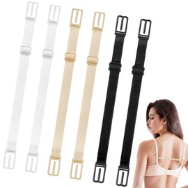 Bra Strap Clips Adjustable Elastic Bra Straps for all Cup Sizes in Six Sizes in Three Colors Bra Strap Holder Stop Slipping(Black, White, Skin tone)