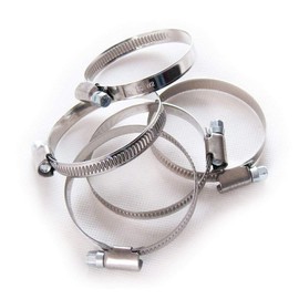 Pack of 10 stainless steel hose clamps W2, clamping range 40 to 60 mm, band width 9 mm, DIN 3017, industrial quality, with worm thread,