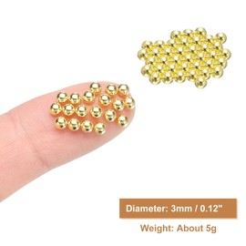 HARFINGTON Nail Art Beads 0.12" (3.0mm) Mini Metal 3D Caviar Nails Beads Ball Bubble Bead with Bags for Nail Art DIY Craft Decoration, Gold Tone