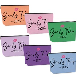 6 PCS Girls Trip Gifts girls trip gifts favors Girls Trip Makeup Bag Girls Girls Weekend Gifts Ideas for Women Cosmetic Bag Weekender Bag for Women Easter, Mother's Day, Nurses' Day, Holiday Vacation