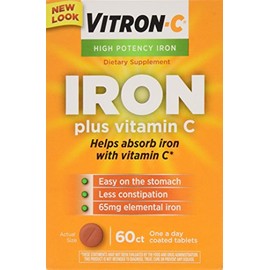 VITRON-C High Potency Iron Plus Vitamin C Tablets - 60 Ea - 3 pack