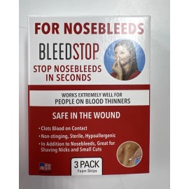 BLEEDSTOP Stop Nose Bleeds 3 pack FOAM STRIPS Clots Blood 11/29