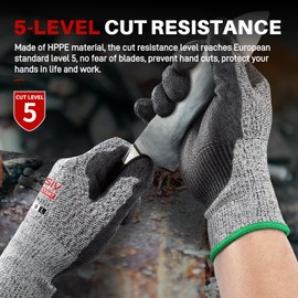 GOL-SIV ANSI A5 Cut Resistant Gloves,Cut Proof Gloves Nitrile Coated For Metal Fabrication,WoodWorking, Construction,Large